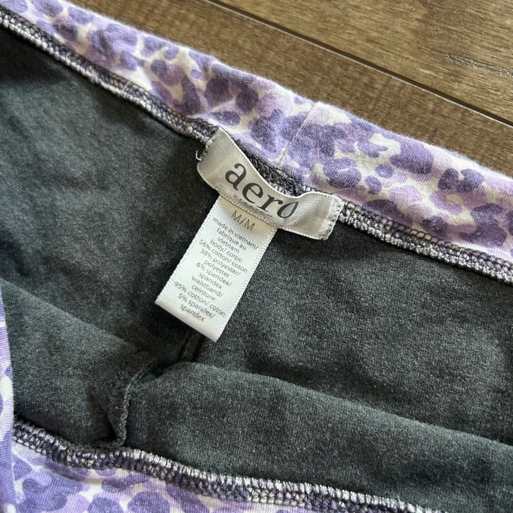 Y2K Aeropostale Women's Gray Purple Fold Over Leggings Flare Leg Sz Medium - Picture 5 of 9
